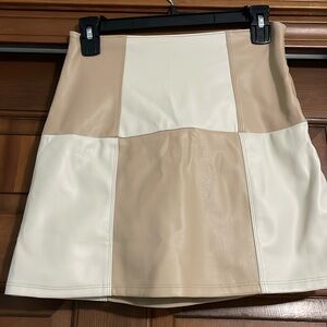 Neutral Faux leather mini skirt